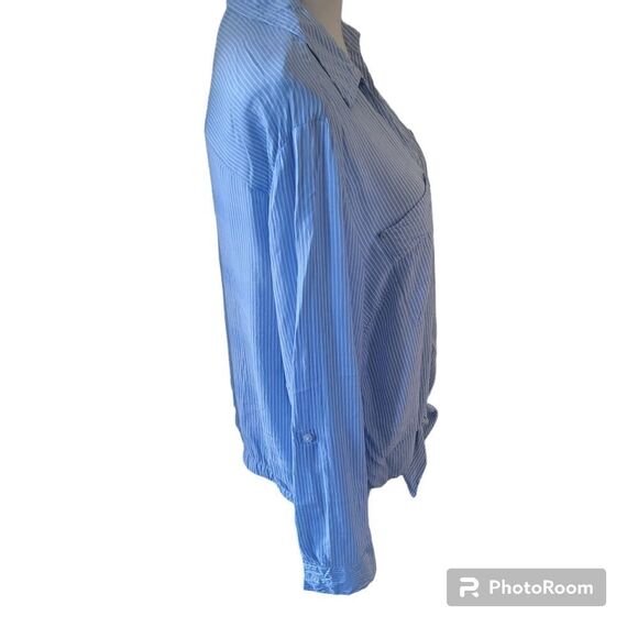 COPY - Jones New York Button Up Top with Front Tie and Roll Tab Sleeves. Size L. - Picture 2 of 12